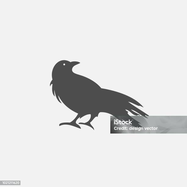 Crow Icon Isolated On White Background Stock Illustration - Download Image Now - Animal, Animal Wildlife, Art