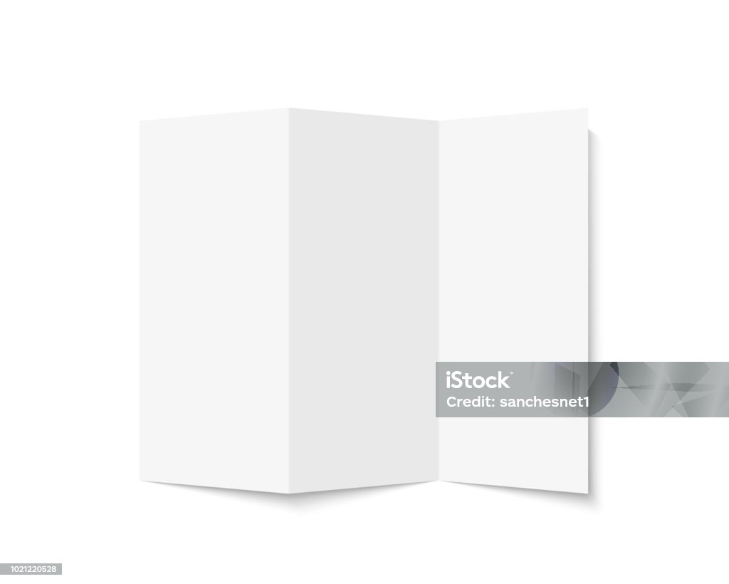 Brochure Brochure mock up. Realistic rendering blank tri-fold paper brochure. Isolated vector illustration on white background Template stock vector