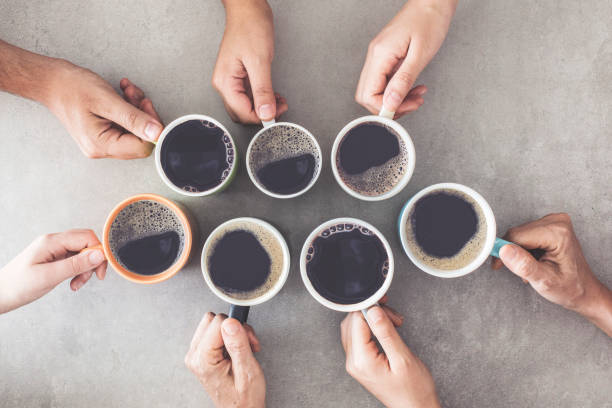 People hands holding cups of coffee People hands holding cups of coffee coffee break stock pictures, royalty-free photos & images