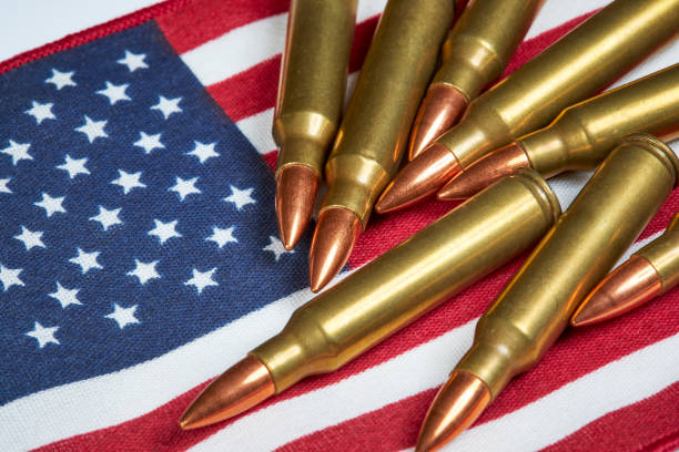 istock Ammunitiion on an American Flag 1021246802