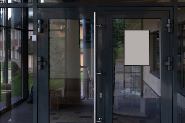 istock Office door with blank sign. Mockup 1021262546