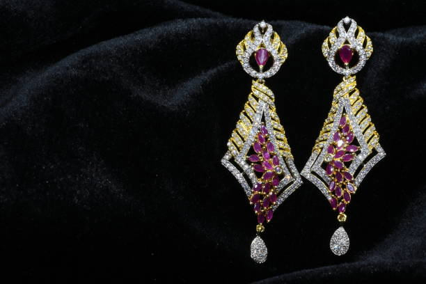 istock American Diamond Long ear rings closeup image with black background 1021268426