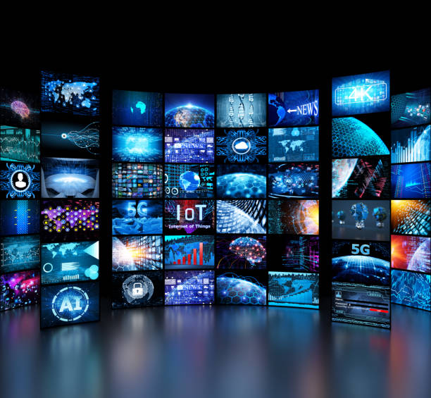istock Media concept video wall with small screens 1021271734