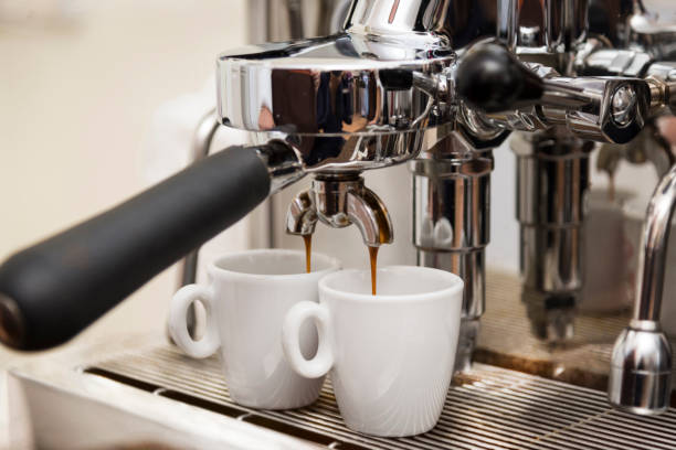 istock Fresh coffee prepared in the coffee machine 1021276742
