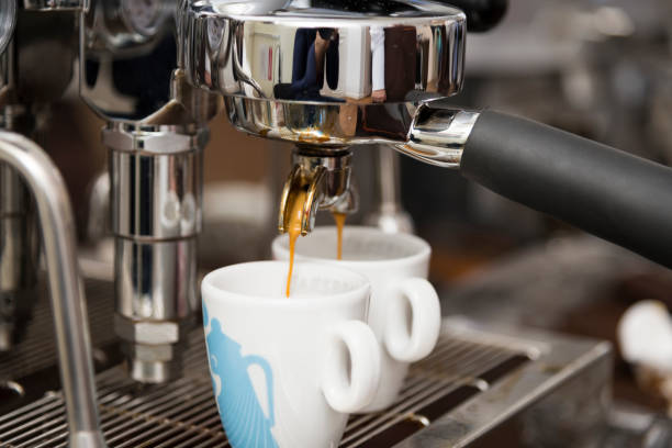 istock Fresh coffee prepared in the coffee machine 1021276802