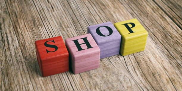istock Word Shop on wooden blocks. 3d illustration 1021301620