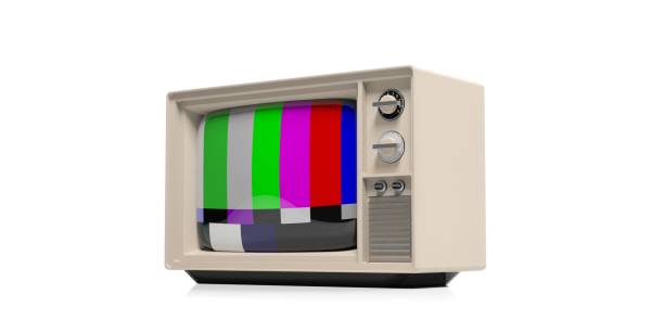 istock Vintage TV with color bars on white background. 3d illustration 1021303840