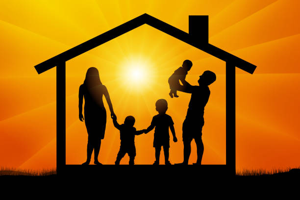 istock Happy family in house silhouette 1021312564