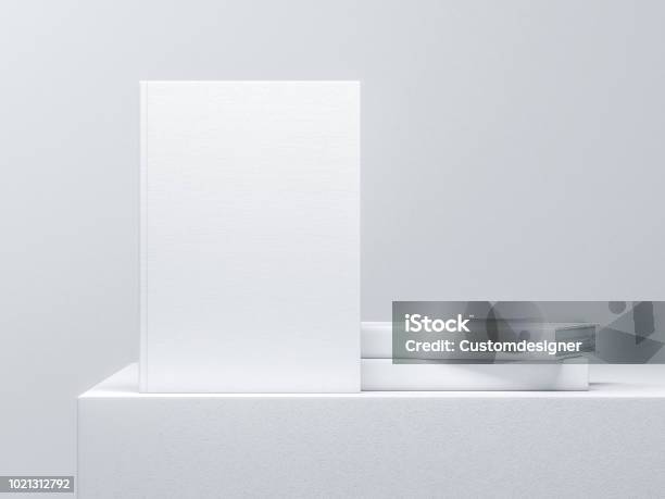 White Blank Book Mockup On Light Background Stock Photo - Download Image Now - Book, Template, Table