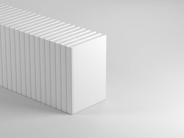 pila di libri white hardcover mockup isolato su grigio - paperback book stack white foto e immagini stock