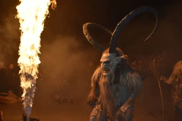 Krampus gathering at event in Slovenia