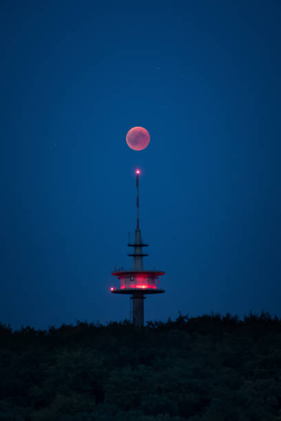 istock Blood moon red shining right above broadcasting tower germany 1021325172