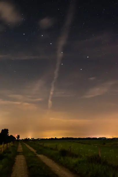 Star sign picture big wagon above landscape and lightpollution