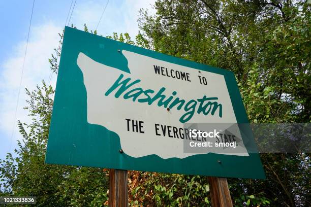 Washington State Stock Photo - Download Image Now - Washington State, Welcome Sign, Sign