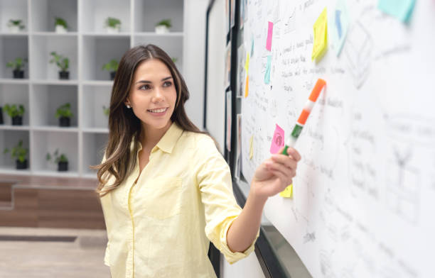 istock Woman making a business presentation at the office 1021334434