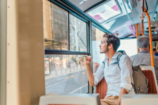 istock Man traveling in a bus 1021347886