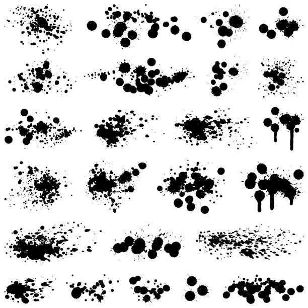 잉크에도 splashes - blob ink drop contrasts stock illustrations