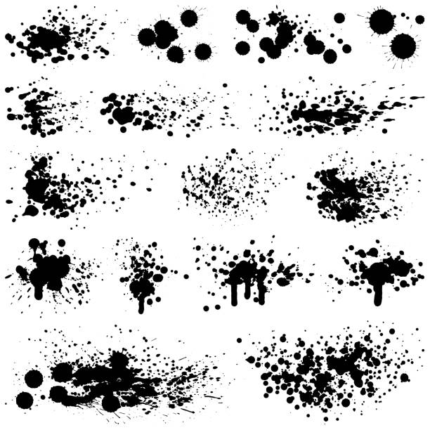 잉크에도 splashes - blob ink drop contrasts stock illustrations