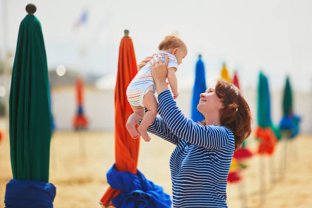 istock Mother and child on beach 1021356744