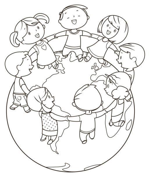 Coloring Book, Cute kids holding hands and dancing around the world Vector Coloring Book, Cute kids holding hands and dancing around the world
I have used
http://www.lib.utexas.edu/maps/world_maps/world_physical_2011_nov.pdf
address as the reference to draw the basic map outlines with Adobe Illustrator CS5 software, other themes were created by
myself. african american boy drawing stock illustrations