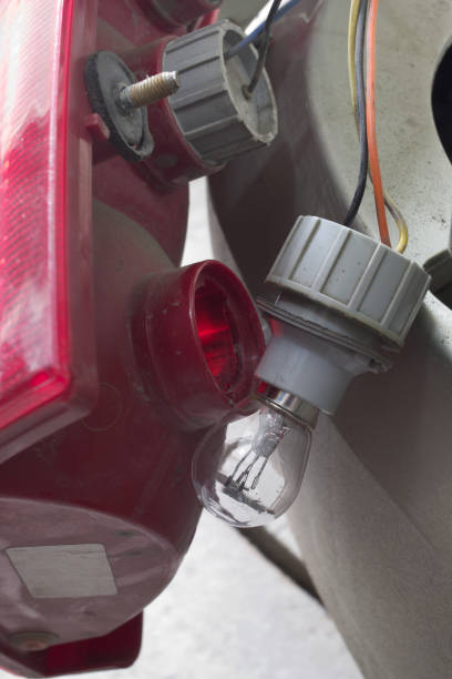 istock tail light assembly replacement of rear lights from driver side of the car. plastic detachable lamp socket. lower bulb and red brake lights; with clipping pass (bulb, wiring and holder) 1021362314