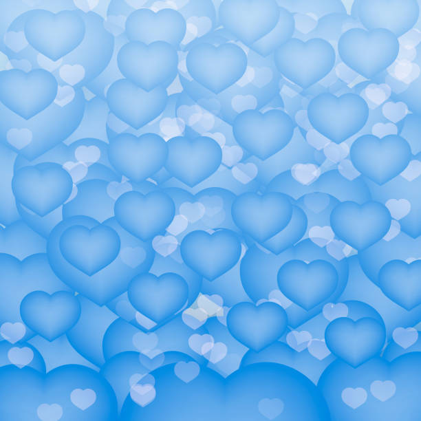 istock Light blue 3d background with hearts in clouds sky. Valentine’s day greeting card bachdrop. Romantic vector illustration. Easy to edit design template. 1021367980