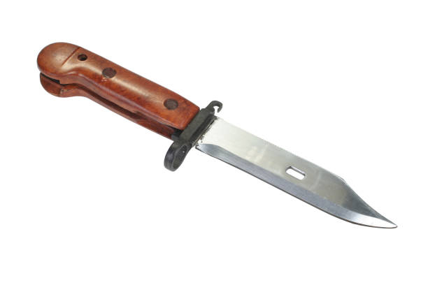 baioneta com serra - knife isolated on red bayonet isolated - fotografias e filmes do acervo