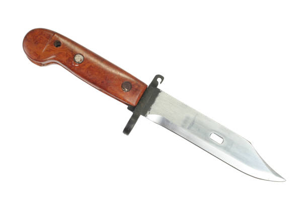 baioneta com serra - knife isolated on red bayonet isolated - fotografias e filmes do acervo