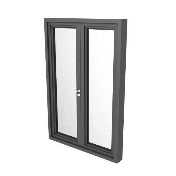 istock Dark Grey Metal Glass Panel Door 1021377952