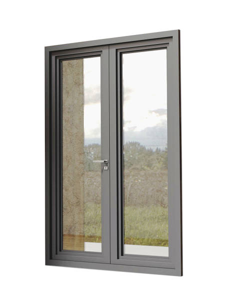 istock Dark Grey Metal Glass Panel Door 1021377954