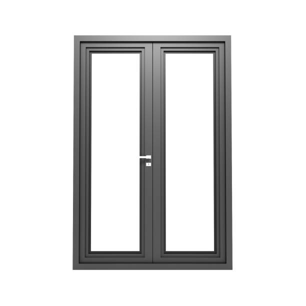 istock Dark Grey Metal Glass Panel Door 1021377958
