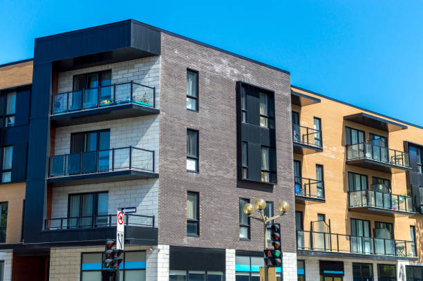 istock Modern condo buildings with huge windows 1021392510