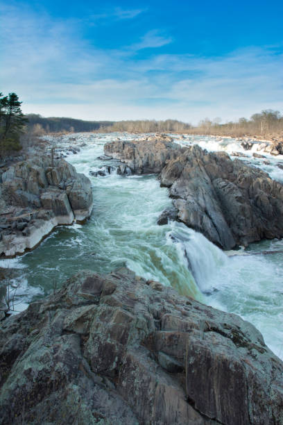Great Falls National Park - Winter Landscape Great Falls National Park - Winter Landscape natural pattern pattern nature rock stock pictures, royalty-free photos & images