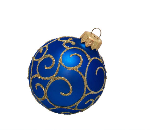 istock blue Christmas ball, isolated on white background 1021473178