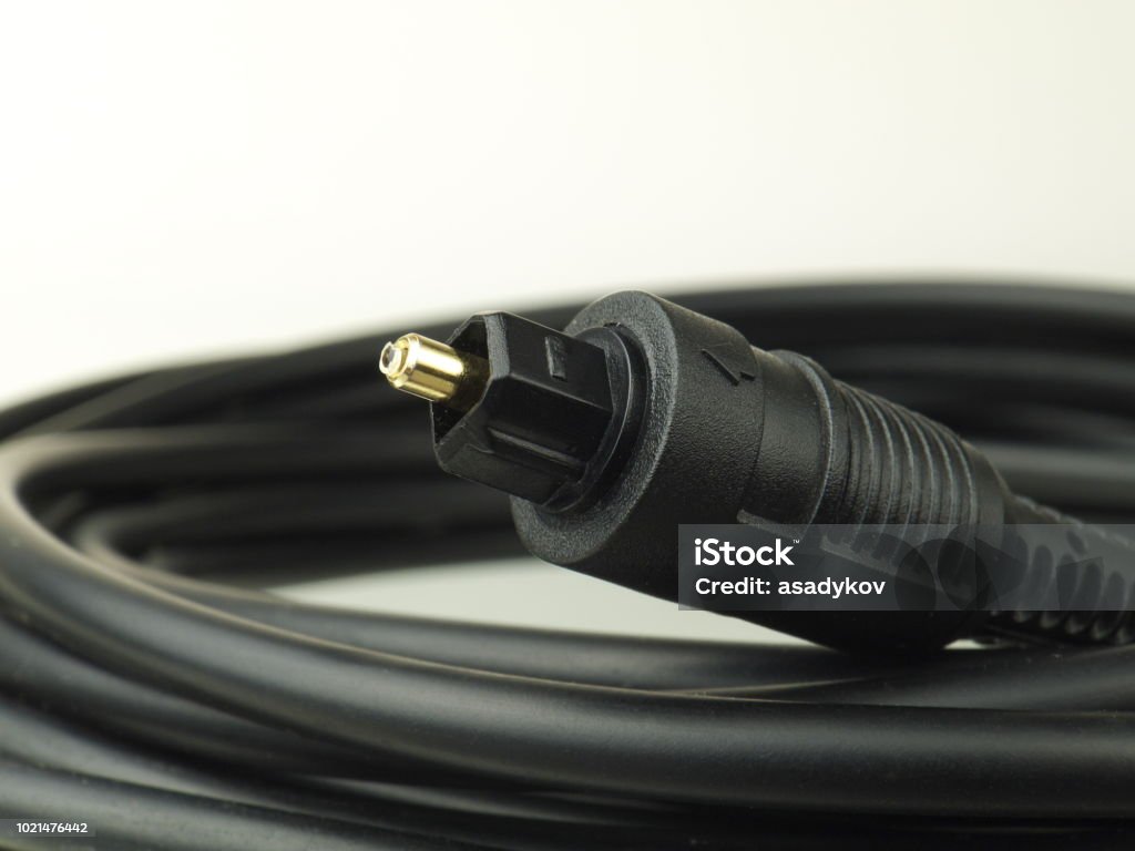 toslink optical fiber connector macro, shallow depth of field Cable Stock Photo