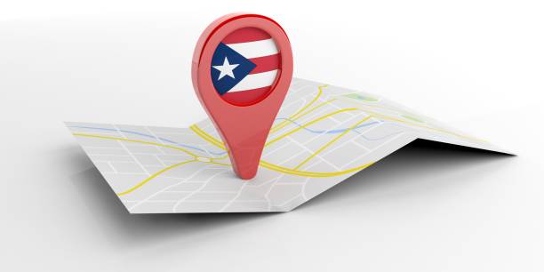 Puerto Rico map pointer on white background. 3d illustration Puerto Rico map pointer isolated on white background. 3d illustration porto rico flag stock pictures, royalty-free photos & images