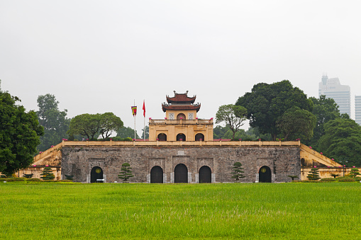 Hanoi, Vietnam - August 18 2018: The Imperial Citadel of Thang Long (Vietnamese: Hoàng thành Thăng Long/皇城昇龍) is located in the centre of Hanoi, Vietnam. It is also known as Hanoi Citadel.