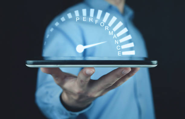 istock Businessman holding Performance speedometer. Business concept 1021513962