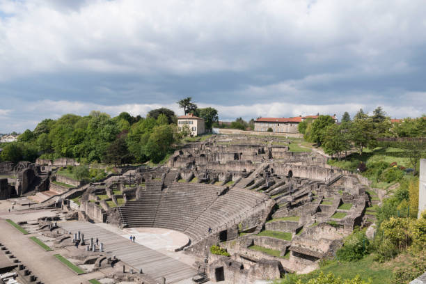 Ancient Theatre of Fourviere in Lyon, France nature fourviere stock pictures, royalty-free photos & images