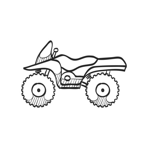 illustrations, cliparts, dessins animés et icônes de icône de croquis - véhicule tout terrain - off road vehicle quadbike mud dirt road