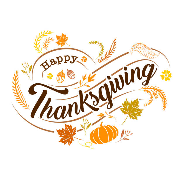 illustrazioni stock, clip art, cartoni animati e icone di tendenza di buon ringraziamento, tipografico, caligrafia, tipo, vettore - vector thanksgiving fall holidays and celebrations