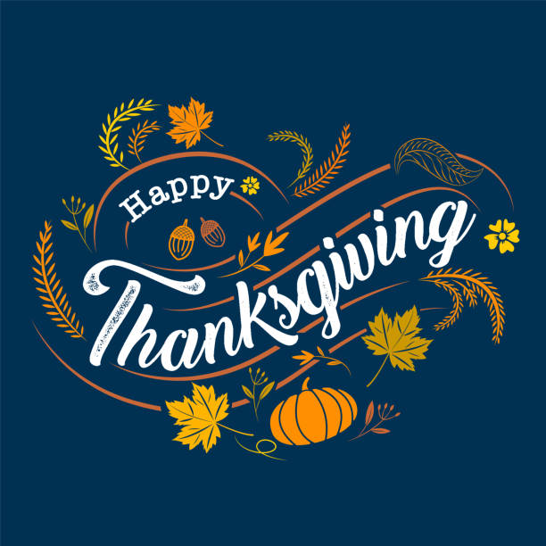 счастливый благодарения, типографская, калиграфия, тип , вектор - thanksgiving stock illustrations