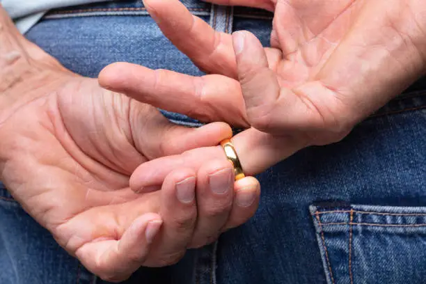 Close-up Of A Man's Hand With Gold Ring