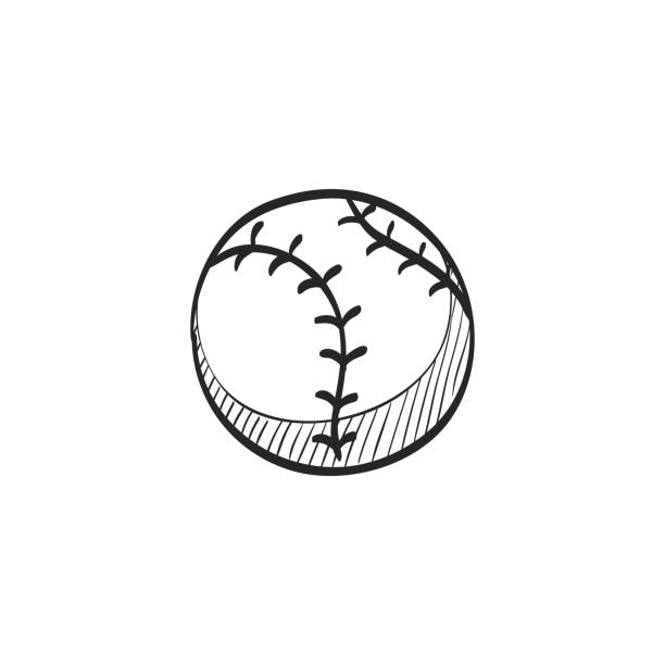 значок эскиза - бейсбол - baseball batting bat fielder stock illustrations