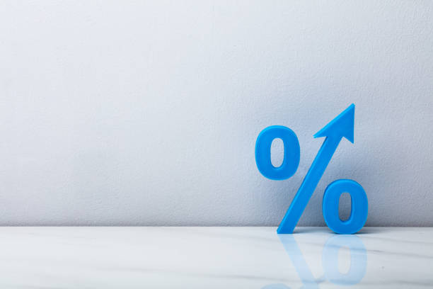 istock Blue Percentage Sign With Arrow 1021543952