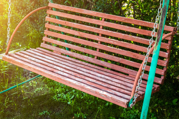 istock Garden wooden swing 1021551598