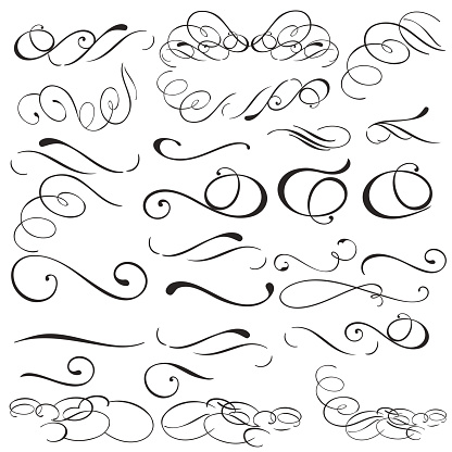 Collection of vector filigree flourishes for design