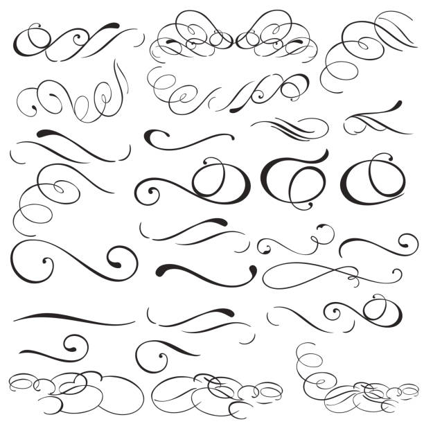 Collection of vector filigree flourishes for design Collection of vector filigree flourishes for design floral design element stock illustrations