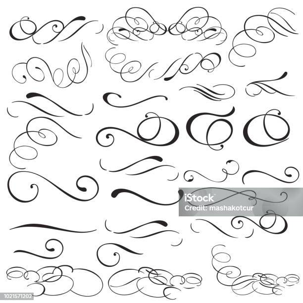 Collection Of Vector Filigree Flourishes For Design Stock Illustration - Download Image Now