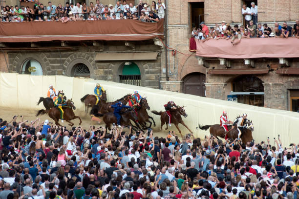 palio di siena, 유명한 경마 - palio horse italy jockey 뉴스 사진 이미지